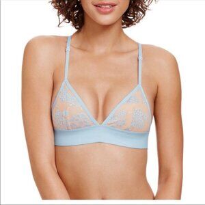 Victoria’s Secret Pink Blue Daisy Floral Mesh Unlined Triangle Bra